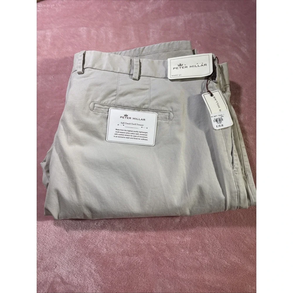 Peter Millar Soft Touch Twill Trousers NWT‎ Khaki Sz 42/36